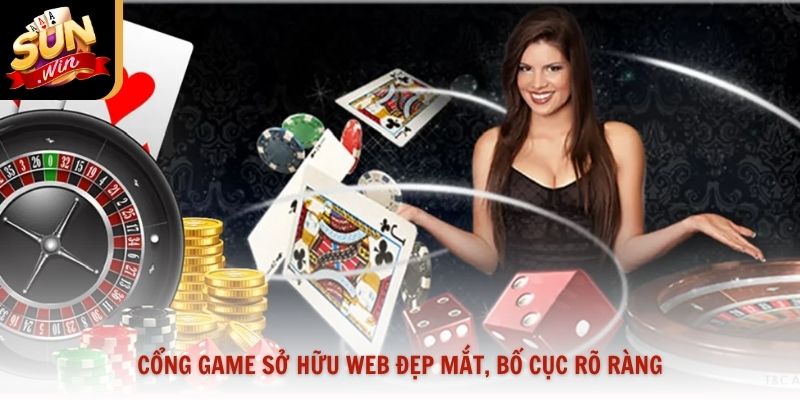 Cổng game sở hữu web đẹp mắt, bố cục rõ ràng